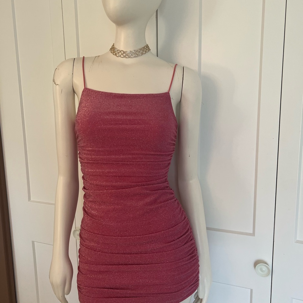 Pink Ruched Mini Dress